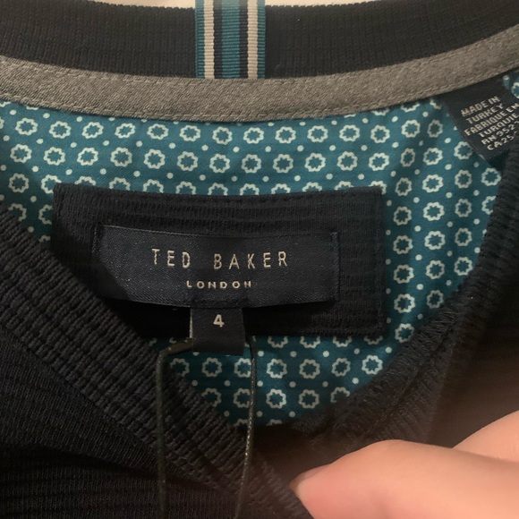 Ted Baker Mens Navy Blue Textured T-Shirt - Picture 3 of 3